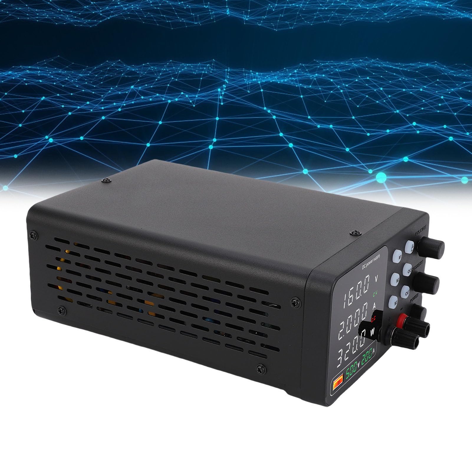 Fafeicy Fuente de Alimentación CC de 150 W Fuente de Alimentación de Banco Variable Ajustable con Carga Rápida USB Botón de Activación de Salida de 18 W para un Trabajo Seguro Carga (Enchufe UE 230V)