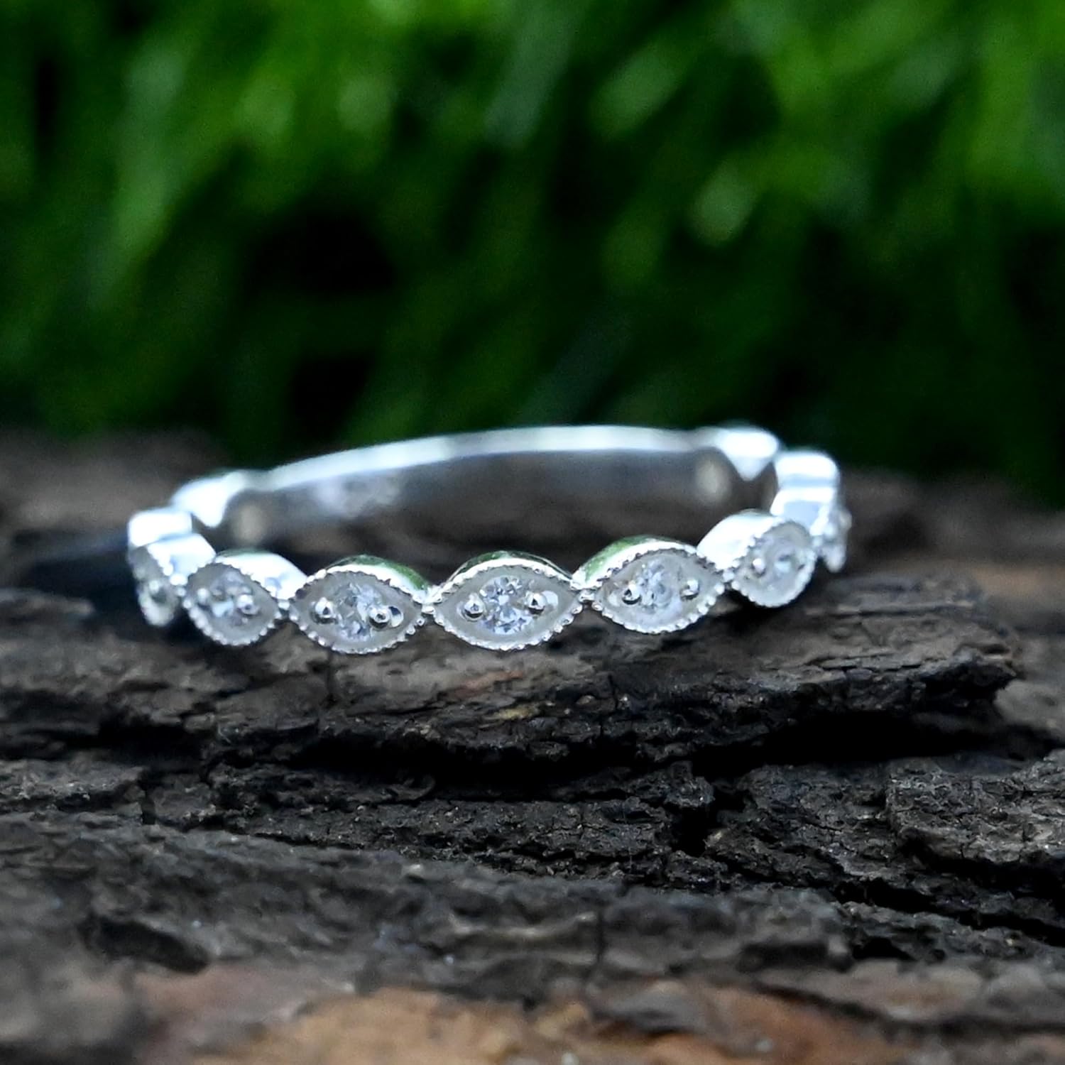 925 Sterling Silver Cubic Zirconia Eternity Ring for Women | Minimalist Stackable Band | Dainty Wedding Promise Ring