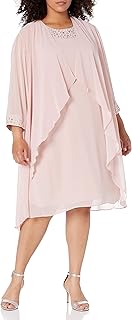 Women's Plus Size Chiffon Tier Jacket Dress with Beading Detail - Buy now