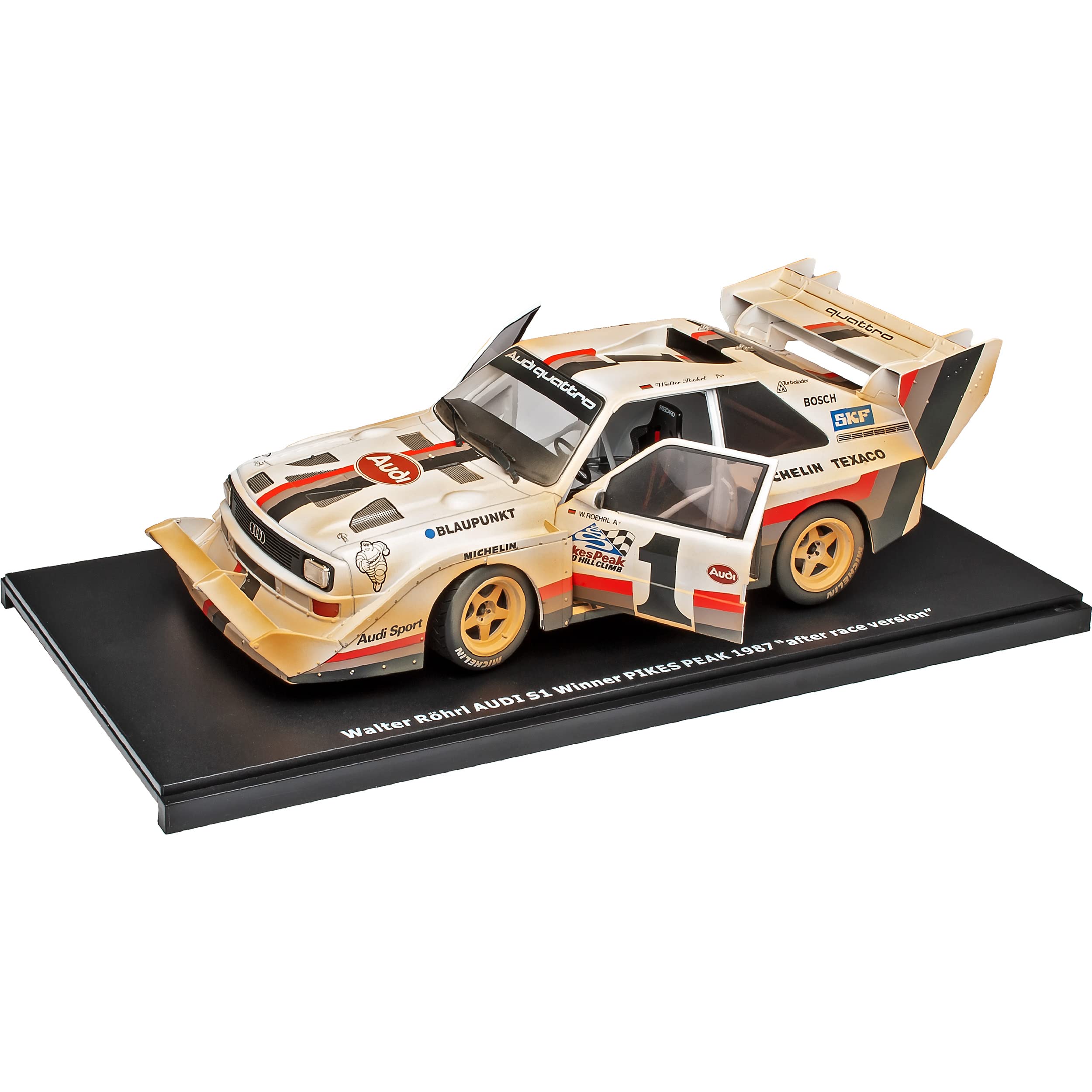 NEW A*U*D*I Sport Quattro S1 Sieger Pikes Peak Dirty Version After Race Röhrl 1987 1/18 CMR Modell Auto mit individiuellem Wunschkennzeichen