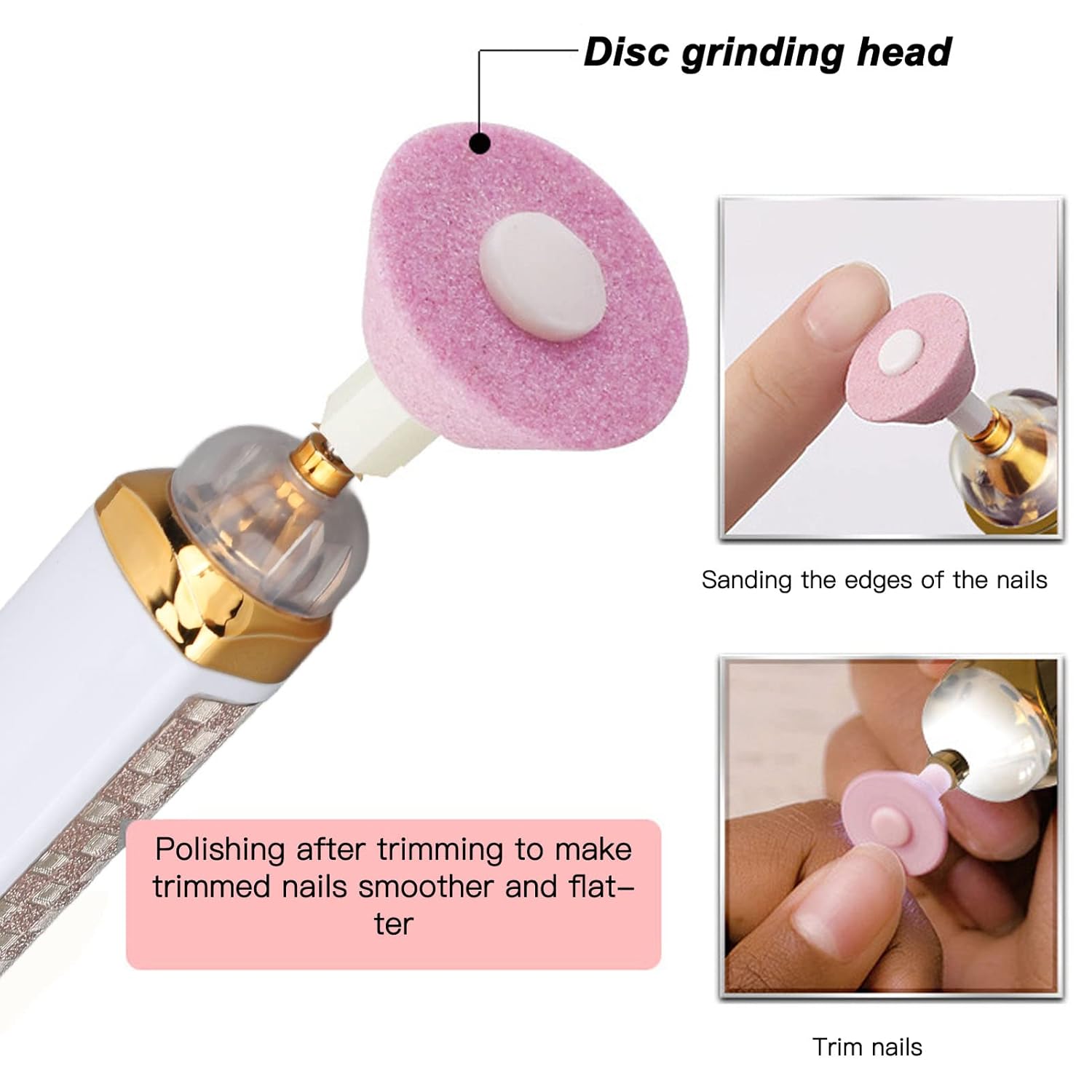 Professional Electric Nail Drill File, 2 Speeds USB Cordless Rechargeable Portable Hand Foot Care Polishing Tool Kit for Grind Trim Polish