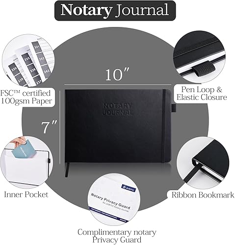 Miniatura 9 de JUBTIC Libro de registro de notario - Diario público notario de actos notariales - Suministros notariales con guardia de privacidad - Horizontal,