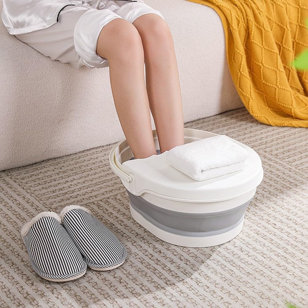 Cubo plegable para pies de bañera, cubo de masaje para pies de lavabo, cubo de baño de pies plegable, cubo de pedicura para bañera de masaje, para el hogar, spa, viajes al aire libre (rosa)