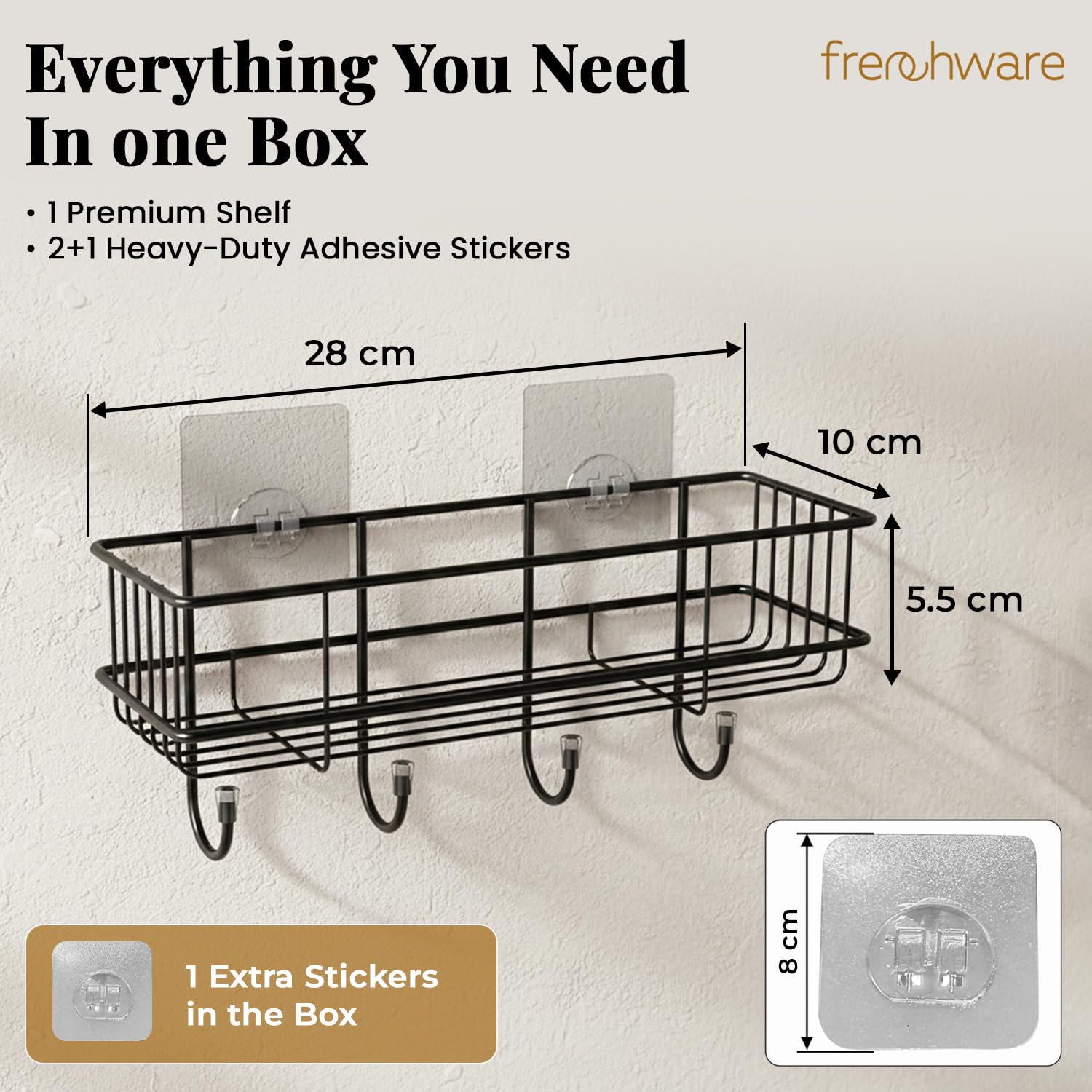 Frenchware Self Adhesive Kitchen Shelf Organiser, Drill-Free Wall Rack — Amazon image 8