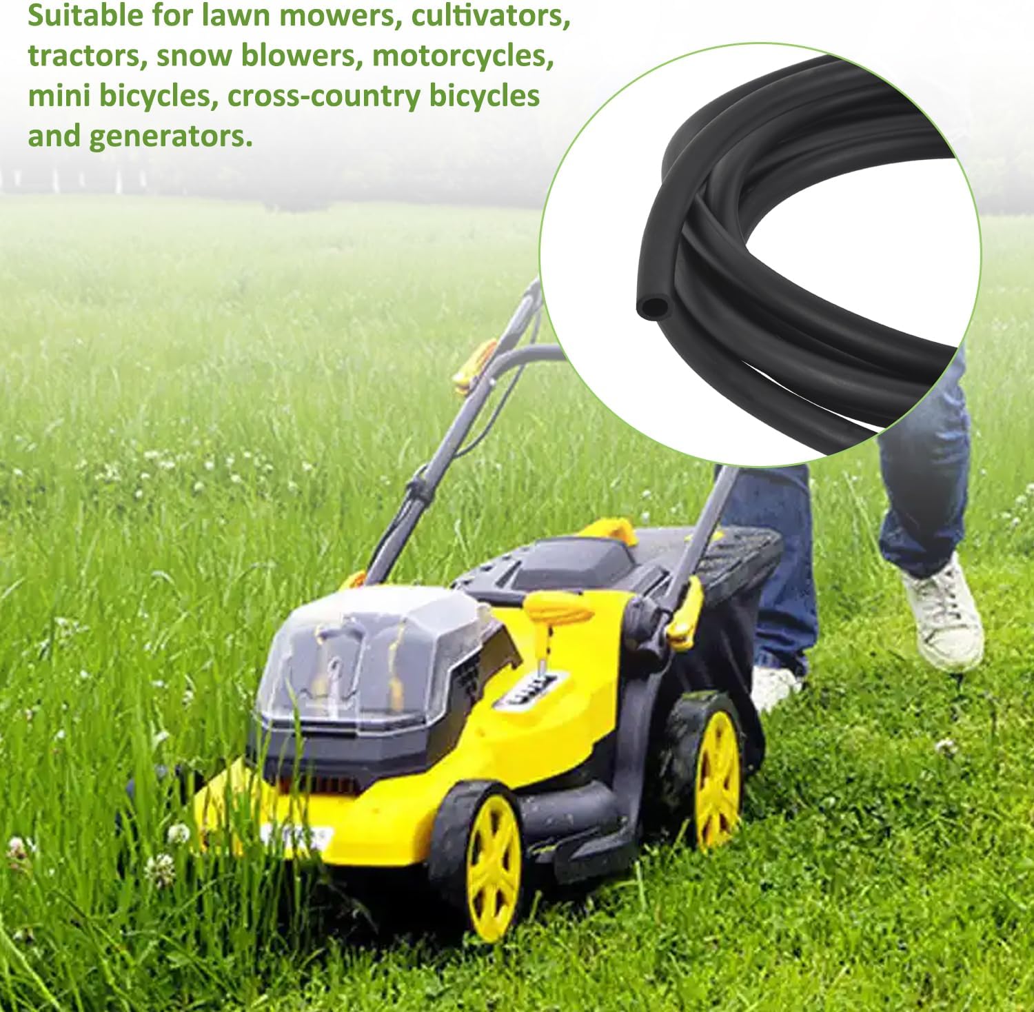 3/16 Inch ID Fuel Line Hose - 10 Feet Fuel Line for Kawasaki Kohler Briggs & Stratton Small Gas Diesel Powersports Engines and Generators w/ 20 Hose Clamps