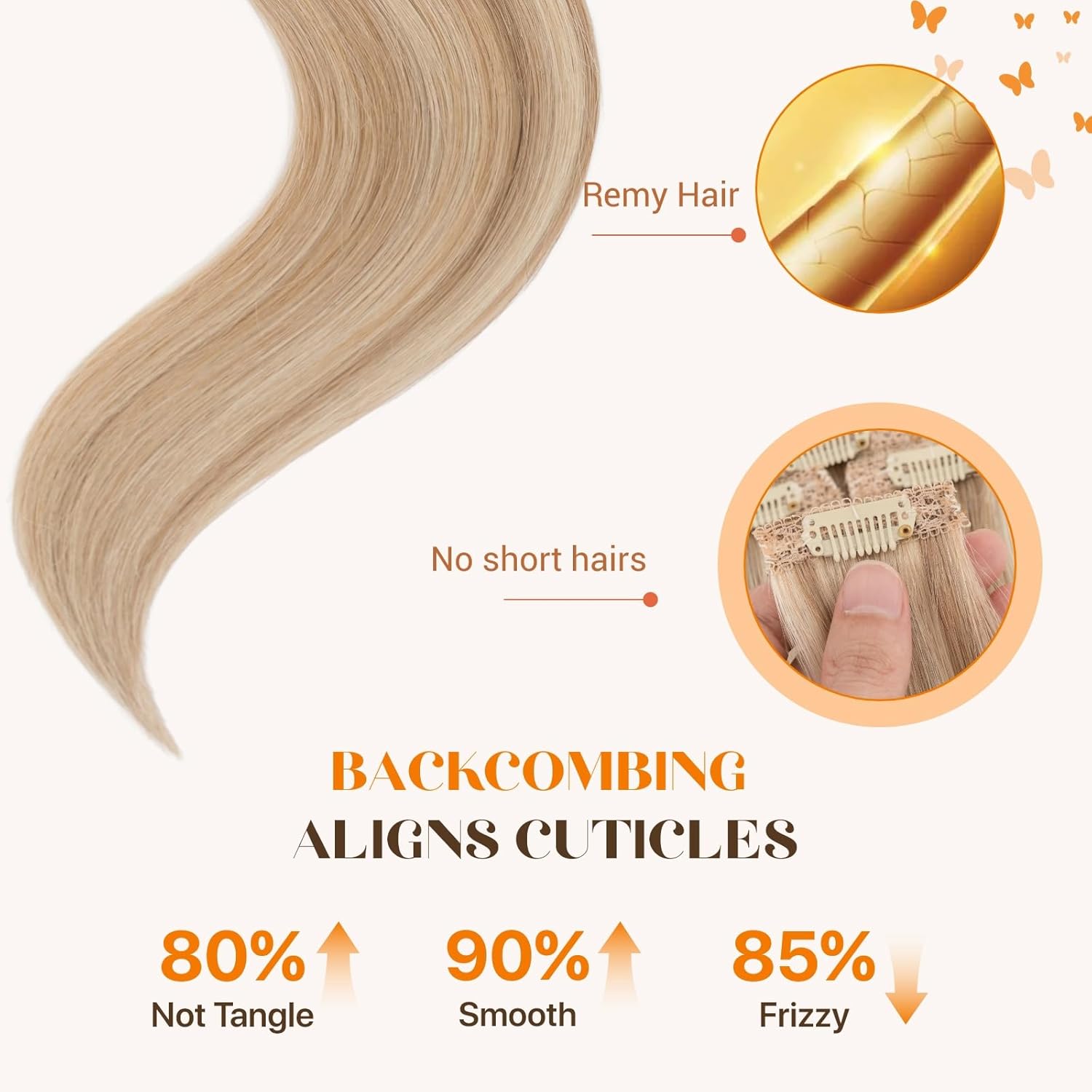 6PCS Clip in Hair Extensions Real Human Hair Short Clip in Extensions for Women Short Straight Hairpieces to Add Volume and Highlights 16 Inch Golden Brown & Bleach Blonde