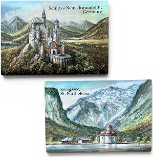 2X Kühlschrank XL Magnete - Schloss Neuschwanstein & Königssee - je 8 x 5,5cm - Kühlschrankmagnet Souvenir Germany Bayern St. Bartholomä Souvenirs Magnet Kühlschrankmagnete Fotomagnet Valdeig P