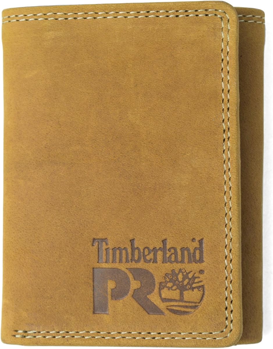 Timberland PRO Cartera triple de cuero para hombre con ventana de identificación, negro/Bullard, talla única
