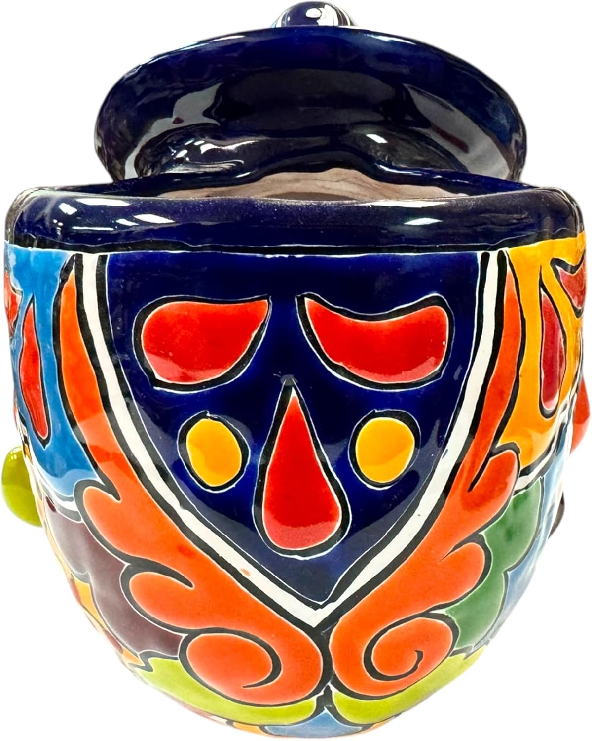 Talavera Pancho Planter Pot Multicolor Folk Art Mexican Pottery Hand Painted Indoor Home Decor Folk Art Outdoor 12" (P7)