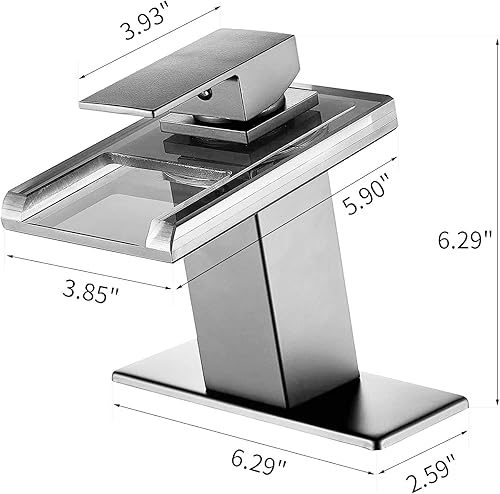 Miniatura 6 de Grifo de lavabo de baño LED, cascada cromada de un solo mango para fregaderos, 1 agujero con drenaje desplegable de metal y 2 líneas de suministro