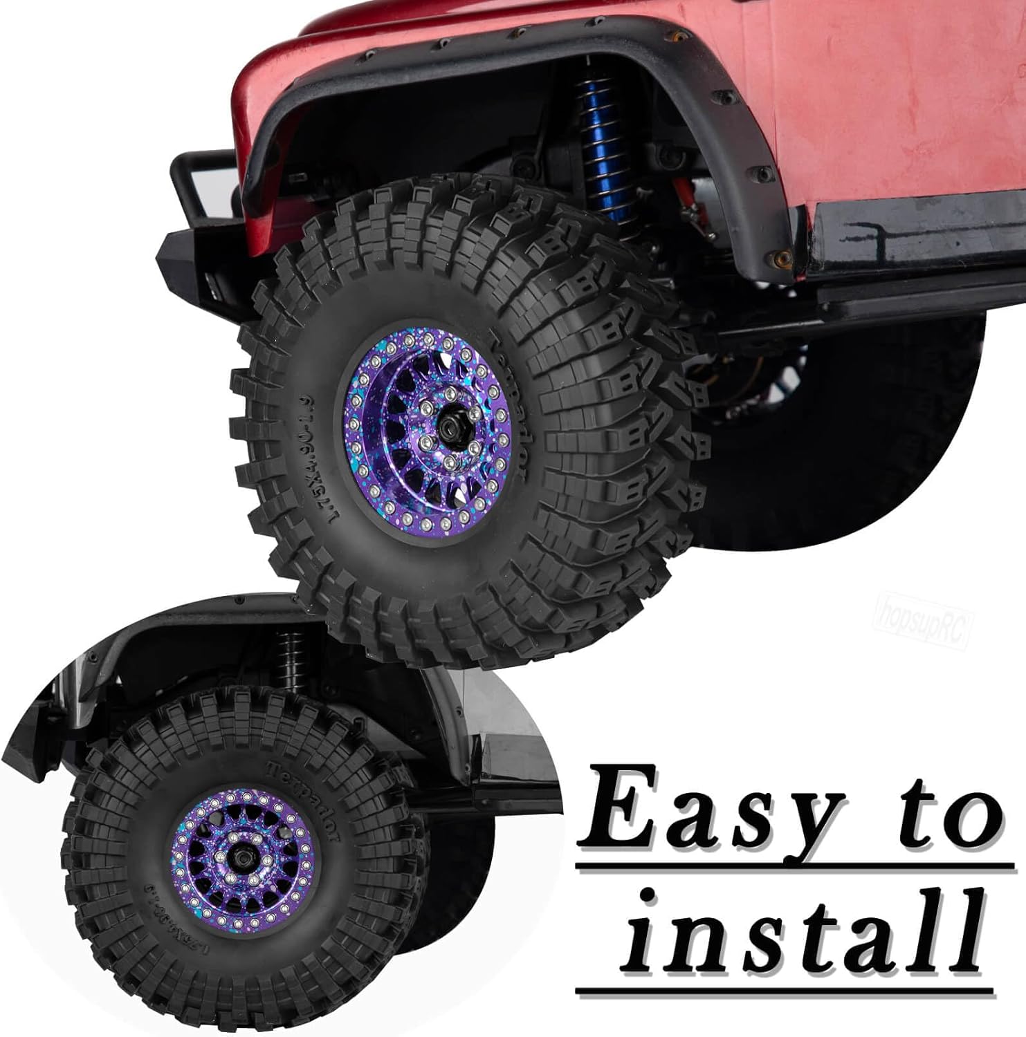 1.9 Dually Beadlock RC Wheel RC Tires for 1/10 SCX10 90046 AXI03007 TRX4 TRX6 VS4-10 Gen7 Gen8 MST CFX D90,Aluminum 1.9" Wheel Hub Rim RC Truck Tires 4pcs w/Adjustable Offset 4PCS Colour