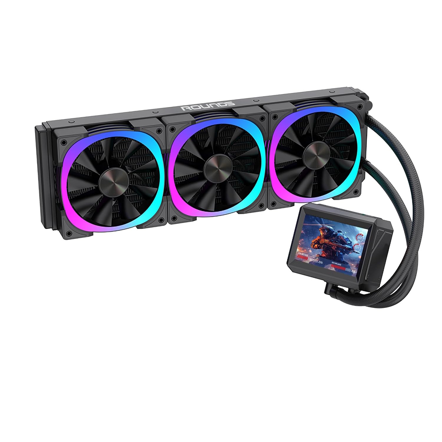 WATER COOLER ROUND5 NOTUS ARGB COM TELA DE 3,5" (Preto 360mm)