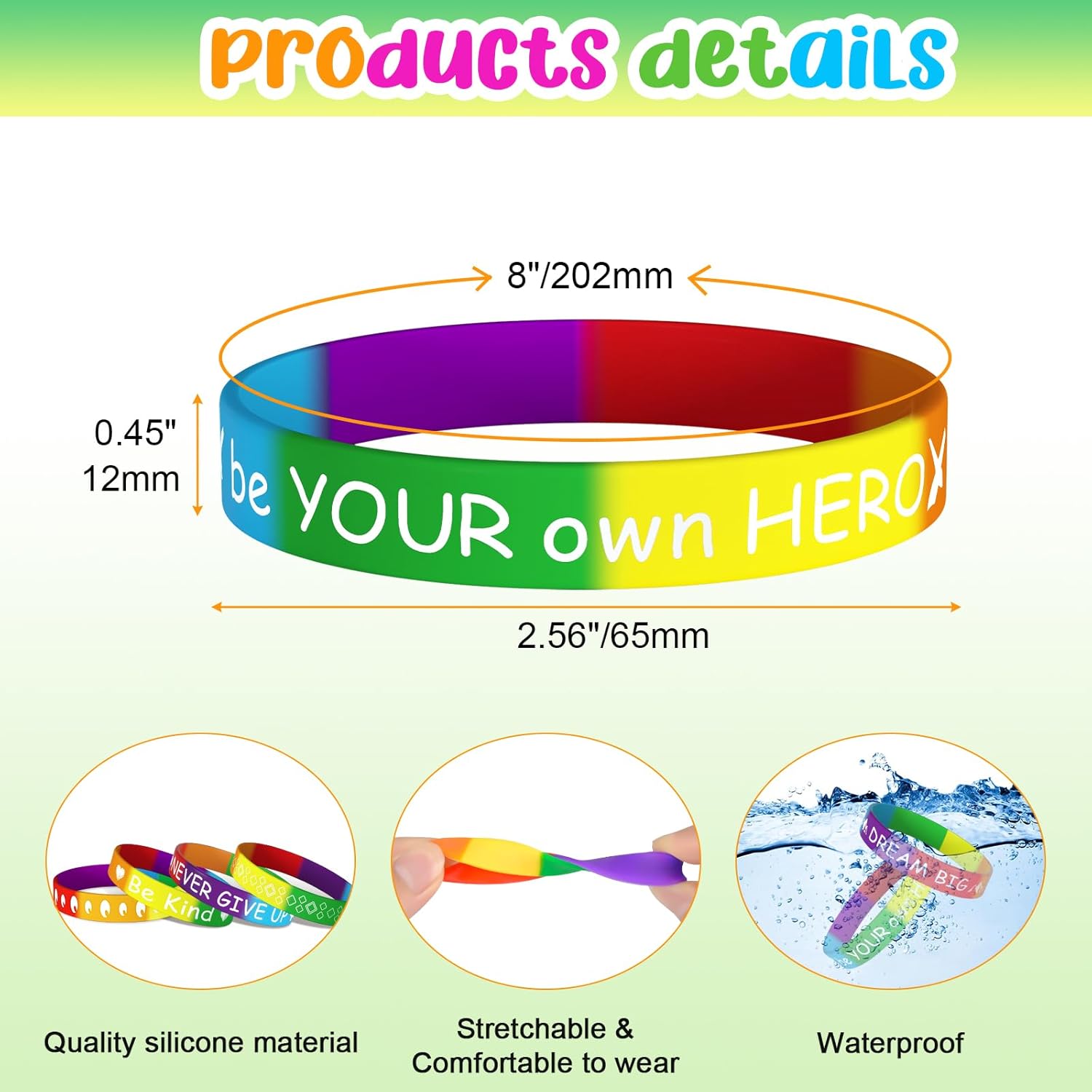 Morcheiong 100 Pieces Motivational Bracelets Bulk Inspirational Silicone Wristbands Unisex Style for Home Office School Activities Supplies