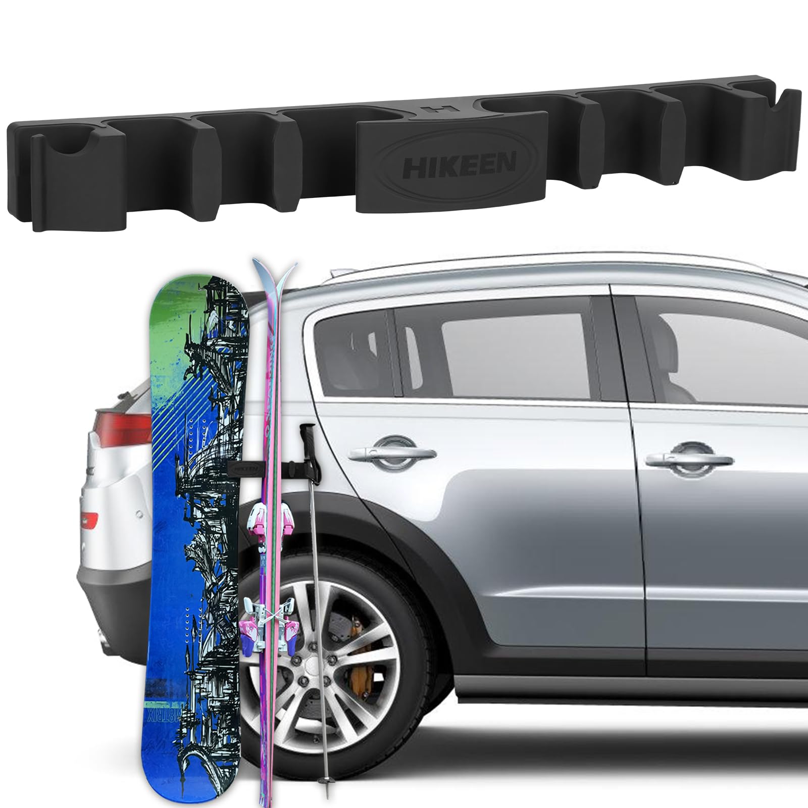 BOOSTEADY Portasci e Tavole da Snowboard Magnetici per Auto, Supporti Antiribaltamento con Protezione Vernice, Fino a 4 Paia di Sci o 2 Snowboard + 2 Bastoncini