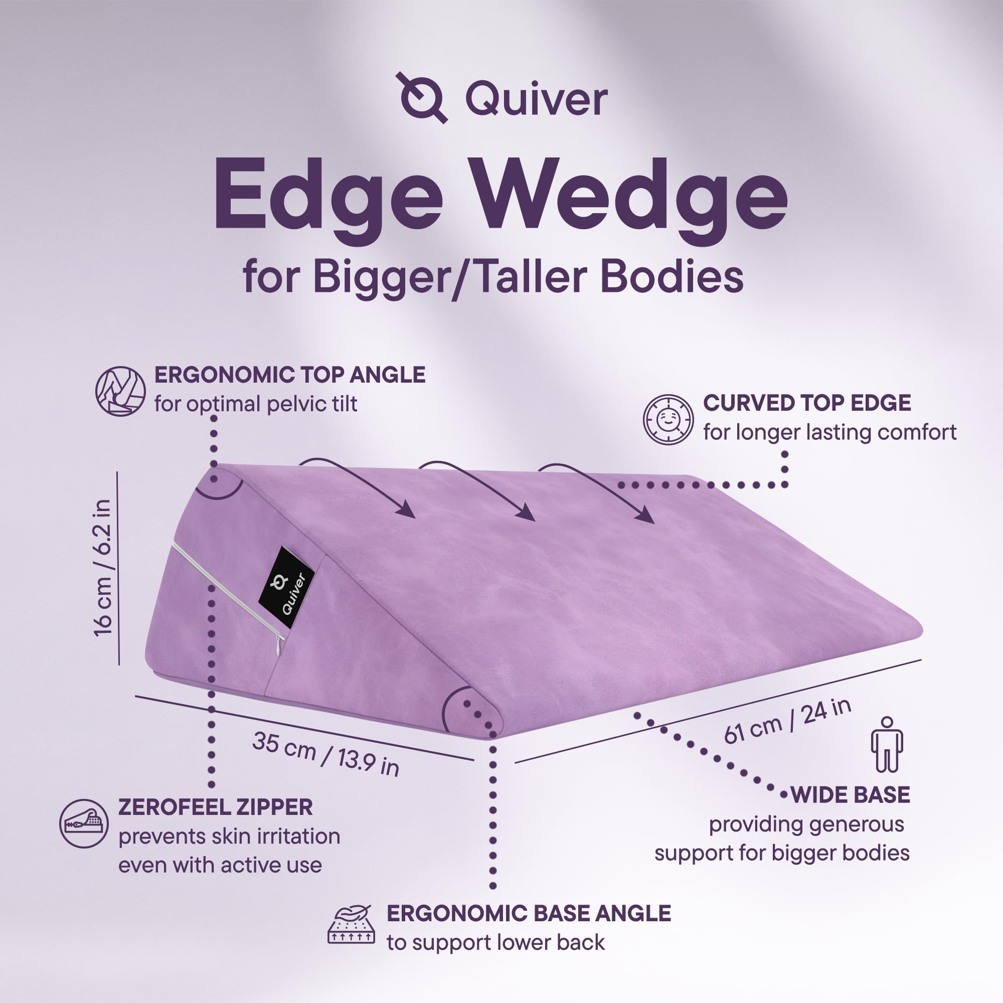 Quiver Edge Premium Intimacy Pillow for All Couples - Canada's Inclusive Intimacy Cushion - Sensual Positioning Sex Pillow Support for Enhanced Comfort (Color: Lavender - Faux Leather) — view 3