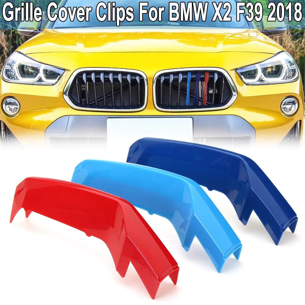Cubierta de parrilla delantera de coche 3D, Clips embellecedores, tiras de moldura for BMW X2 F39 2018 M, accesorios de rendimiento energético