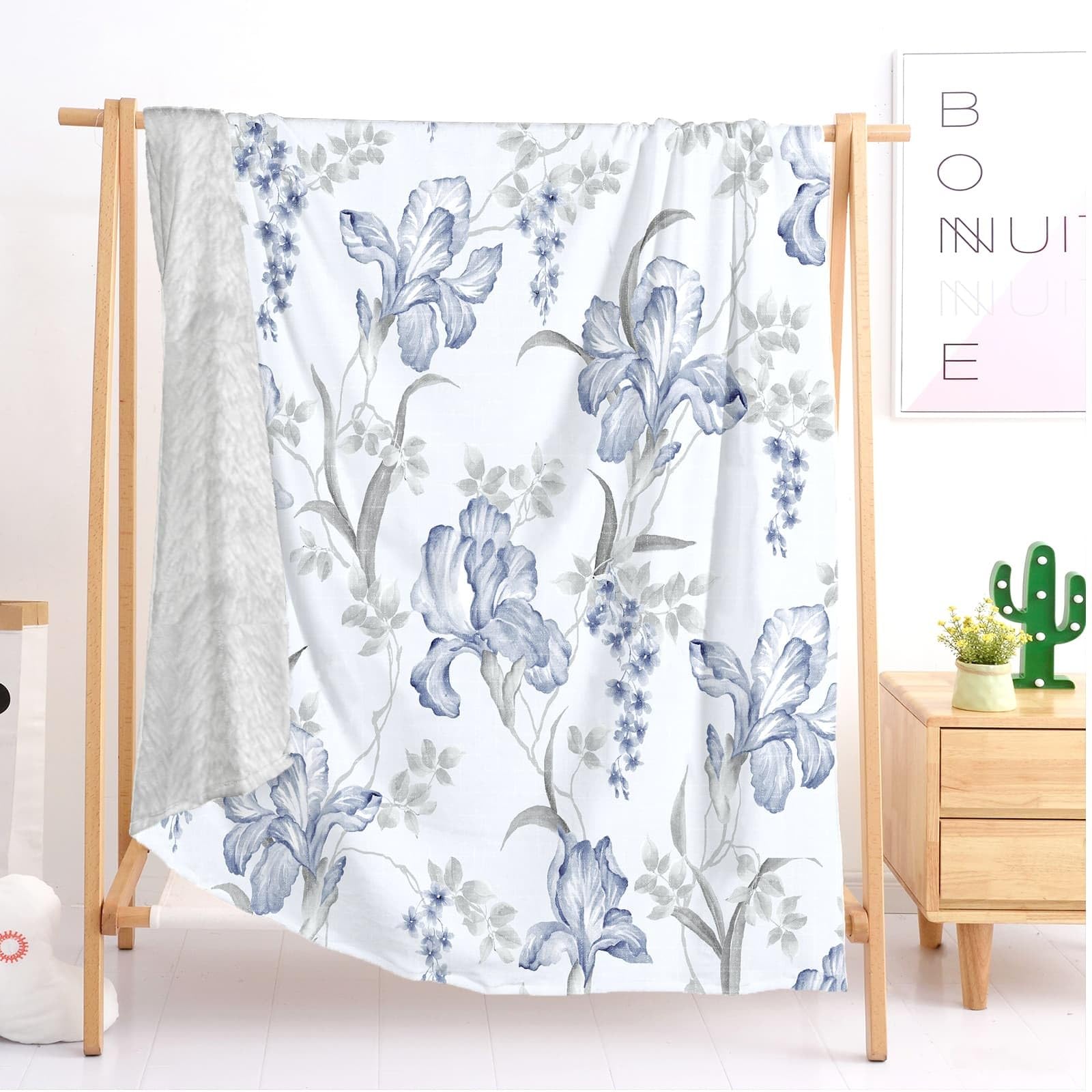 Genérico Przytulny pluszowy koc XXL 180x220cm Rośliny Kwiaty Liście Grawerowane Koc Flanelowy Ciepły Koc Miękki Polar Biały Na Sofę Salon Biuro Samochód Na Zewnątrz Koce