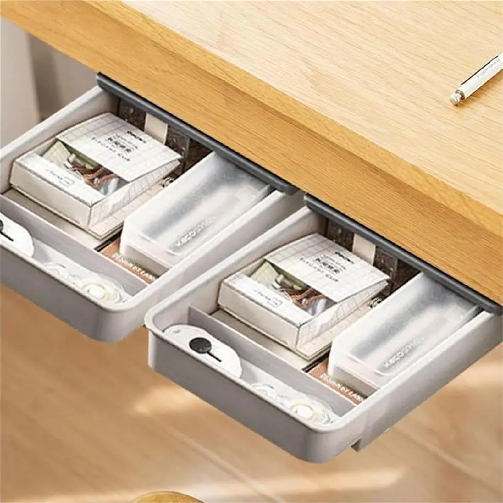Organizer for cassetti sotto la scrivania in plastica | Multicolor: organizzazione dell'ufficio e della scrivania di casa(White and Gray M)
