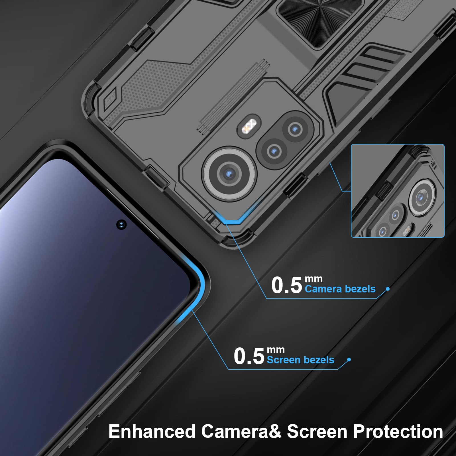 Funda para Xiaomi Redmi Note 15 Pro 5G, Carcasa Antigolpes con Soporte anular metálico, Case Protectora de Grado Militar, Azul — view 361
