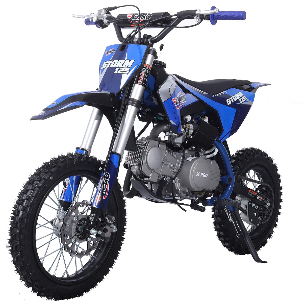 X-PRO Storm 125 Zongshen Brand Engine 4-Speed Manual Transmission Dirt Bike with Kick Start, Big 14"/12" Tires! (Blue)