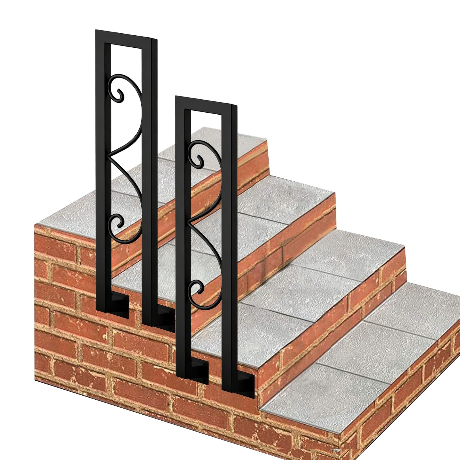 Marxan One Color Wall Mounted Stairs Handrail Banister, U-Shaped Handrails For Outdoor Steps Or Indoor Stairs Side, Front Porch Loft Corridor Assistive Grab Bar(100Cm/39In)