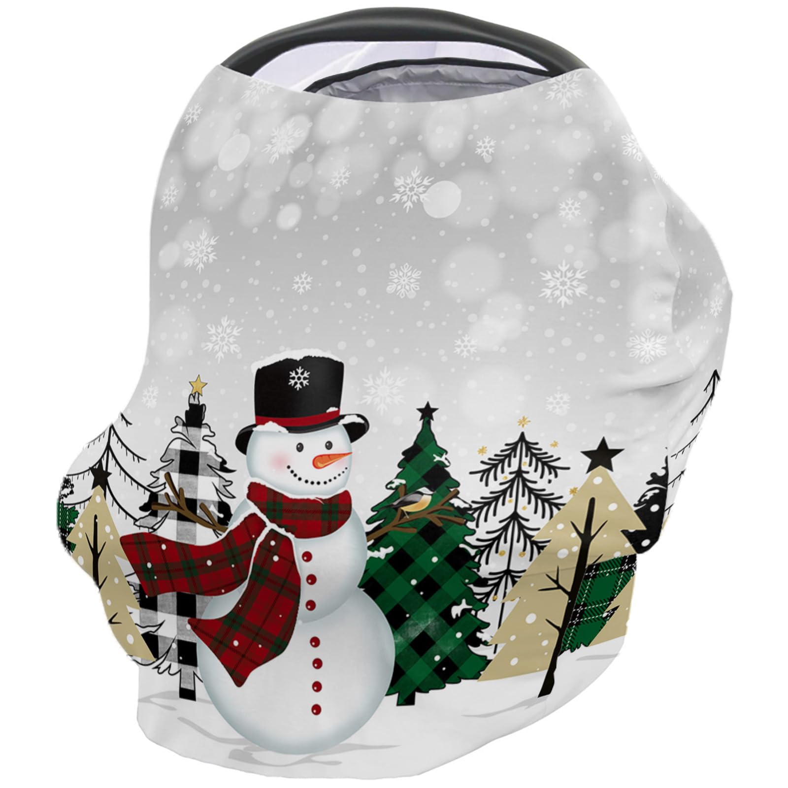 Nursing Cover for Breastfeeding Scarf, Winter Christmas Snowman Snowflake Xmas Tree Baby Car Covers Super Soft Multi Use for Canopy Shopping Cart Cover Blanket Stroller Cover