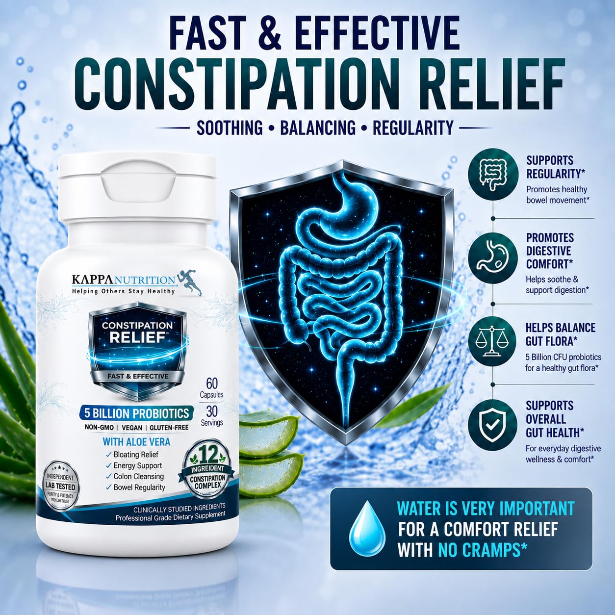 KAPPA NUTRITION Constipation Relief Supplement – Gentle Colon Cleanse for Regularity & Gut Health – Non-Habit Forming Formula with Fiber, Herbs & Probiotics (60 Count) — Amazon image 10