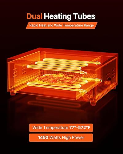 Miniatura 3 de VEVOR Horno eléctrico para pizza, horno de pizza de 12 pulgadas, rango de temperatura de 77 a 572 F, máquina de pizzas de interior de 1450 W con