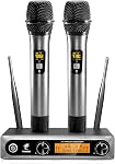 TONOR Microphone sans fil, Metal Dual Professional UHF Système de micros dynamiques sans fil pour la performance des instruments, Karaoké à la maison, Réunion, Fête, Église, DJ, Mariage, maison KTV Prêt, 200ft(TW820)
