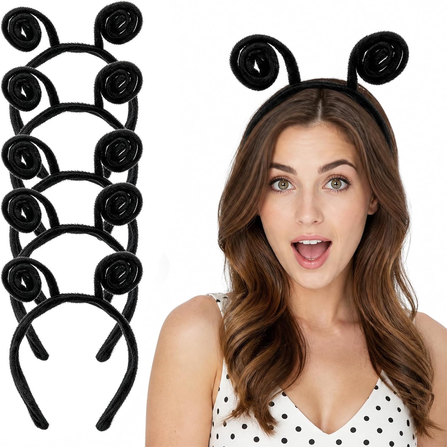 5 PCS Bug Antenna Headband for Women Halloween Ladybug Headband Accessories | Black Velvet Cosplay Party Accessories for Halloween Party Costume Dress Up Pretend Accessory