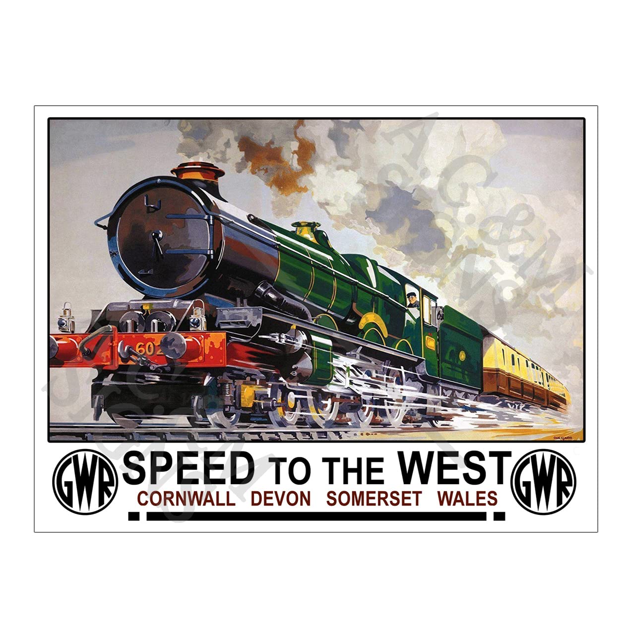 Metal Sign Plaque Print Poster Travel Railway GWR Speed To The West Cornwall Devon Somerset Wales Vintage Retro Gift Dad Man Cave Shed Home Bar Ref12430 (8x6 inches (Approx) 20cmx15cm)