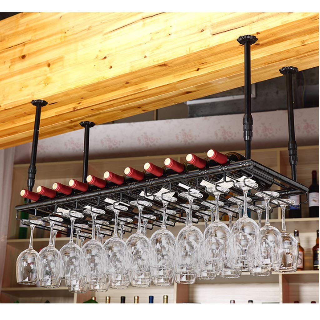 Support à Verres Flottants de Bar en Métal Noir Robuste et Ajustable