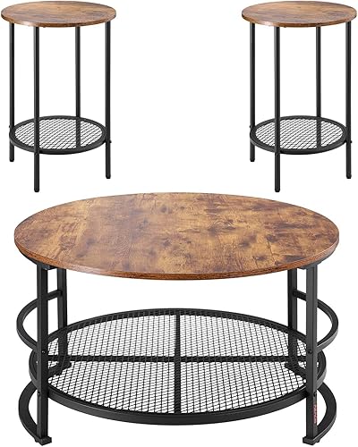 Miniatura 9 de VEVOR Juego de mesa auxiliar redonda de 3 piezas, mesa de sala industrial de 31.5 pulgadas con 2 mesas auxiliares, juegos de mesas auxiliares y