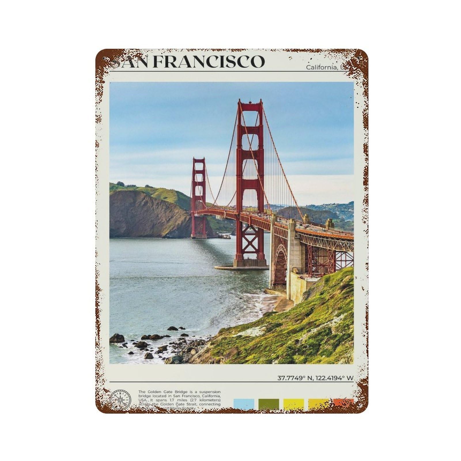 xiaoxiaoshen Real Photo San Francisco USA Wall Decor Art Metal Tin Poster Modern Home Decor Art Home Bar Shop Decorations Vintage Sign 40x30cm