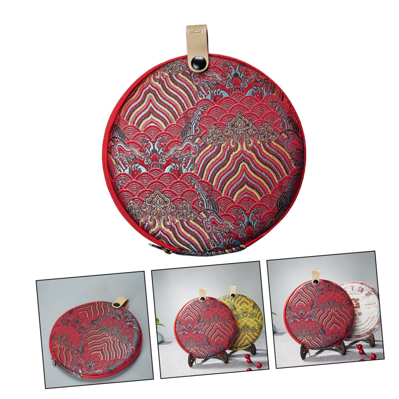 MUCKLILY Cloth Tea Cake Storage Bag PU Tea Cake Box for present Wrapping and Storage Sturdy Structure with Elegant Design