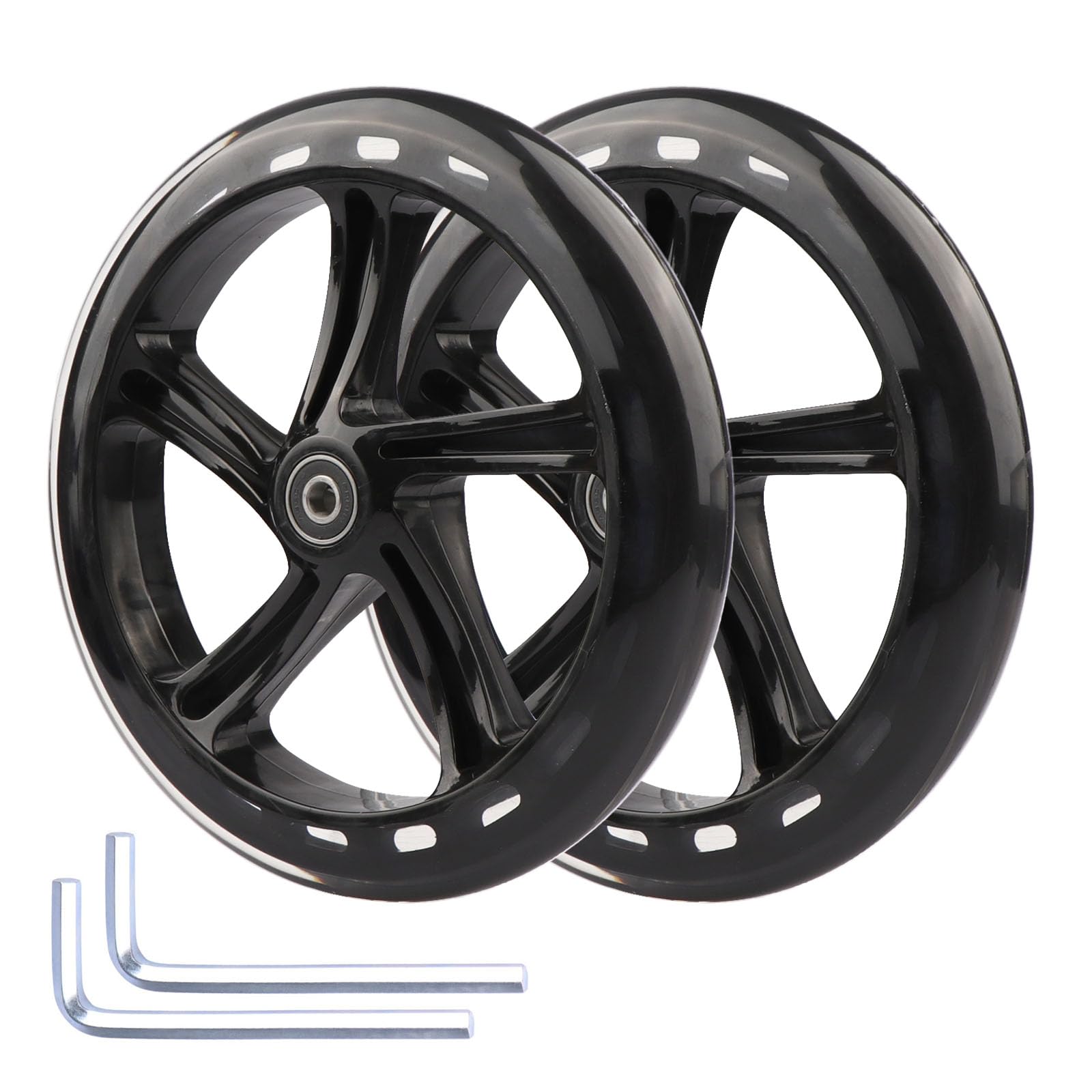 WHEELGOO 8-inch Scooter PU Replacement Wheels 200mm for Razor A5 Kick Scooter, Pack of 2 (Black)