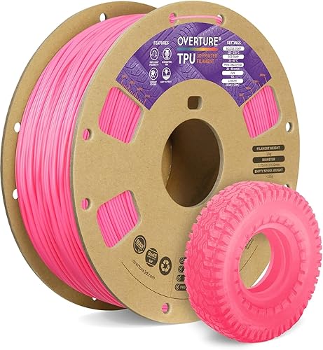 Miniatura 9 de OVERTURE - Filamento de TPU de alta velocidad de 116 pulgadas, rollo flexible 95A, impresora 3D, precisión dimensional +- 0.001 pulgadas, se adapta