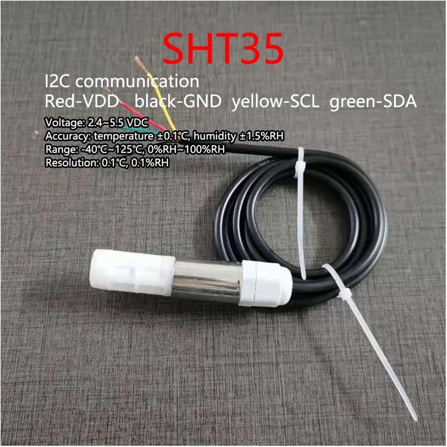 SHT30 SHT31 SHT35 Temperature and Humidity Sensor Probe Waterproof and dustproof high Temperature Gas air Humidity Module(HT76-SHT35)