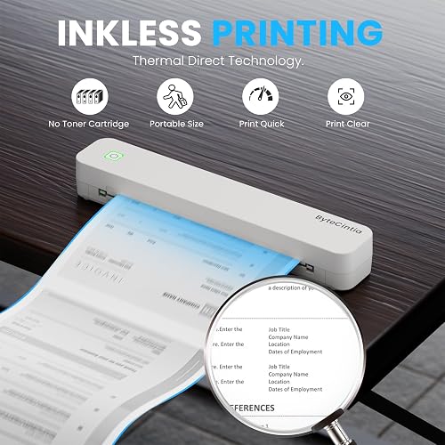 ByteCintia C80 Imprimante Thermique A4, Bluetooth Imprimante Portable sans Fil pour Le Voyage, Compatible avec Les Téléphones et Ordinateurs Portables Android et iOS - 4