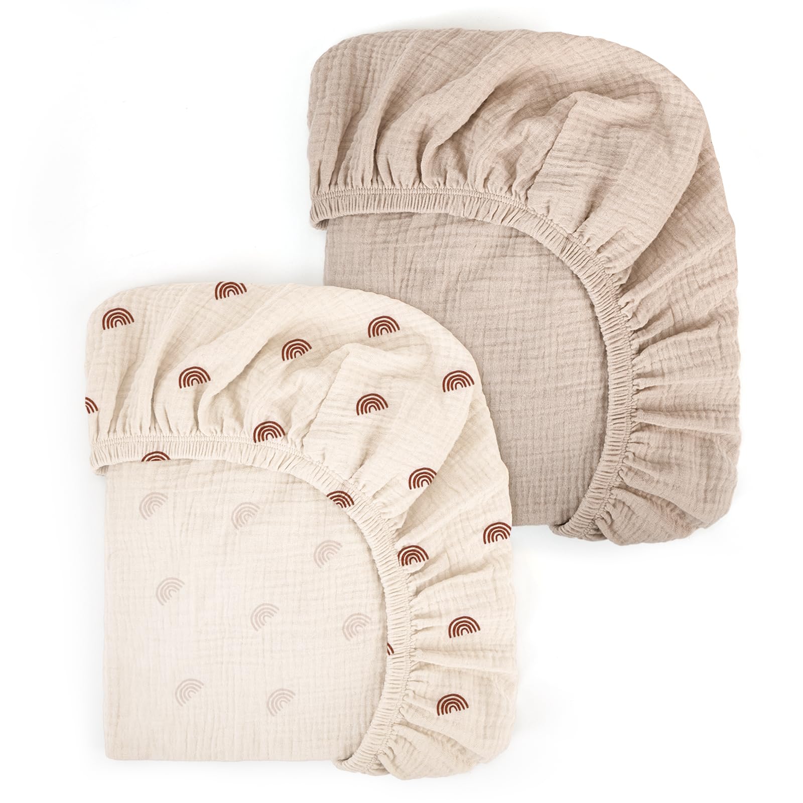 Peepeemax Lenzuola Navicella Universale, Neonato Lenzuola Culla Neonato Lenzuola Carrozzina,100% Mussola di Cotone 70x32 70x35 75x35cm 80x40cm, Arcobaleno