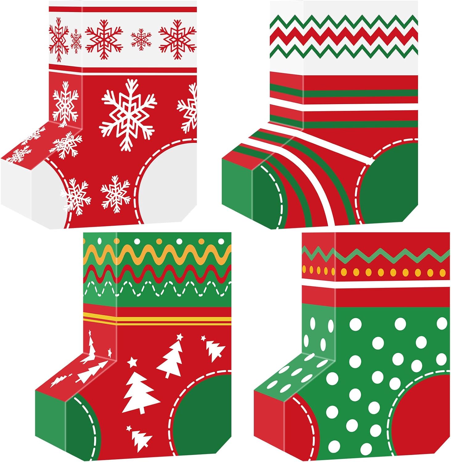 12Pcs Christmas Stocking Gift Boxes Xmas Party Favors