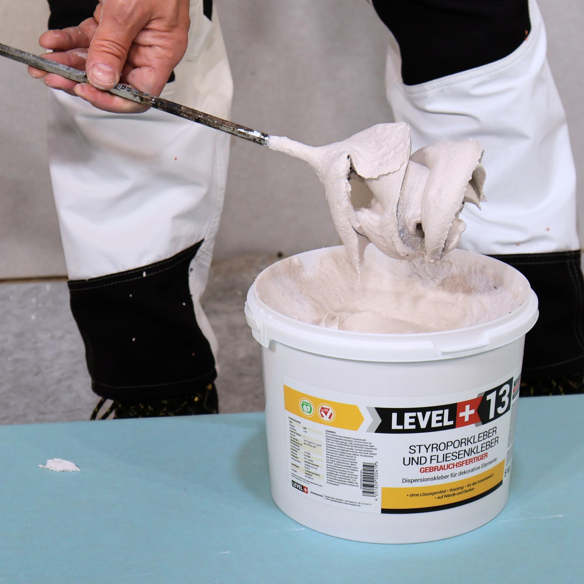 13 adesivi per polistirolo da 25 kg + spatola dentata da 4 mm, colla in sughero, colla a dispersione per elementi decorativi e polistirolo, set RM13