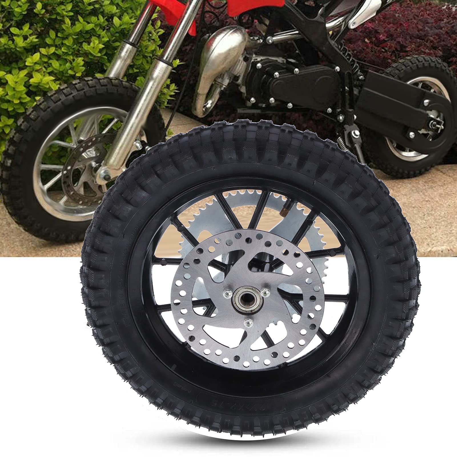 12,5x2,75 po Pneu de Roue Arrière, Antirouille Résistant à Corrosion Jante Métal Antidérapant Pneu Arrière Sans Chambre à Air pour Mini moto Tout TerrainCoolster 49 cc 2 tempsQG-50