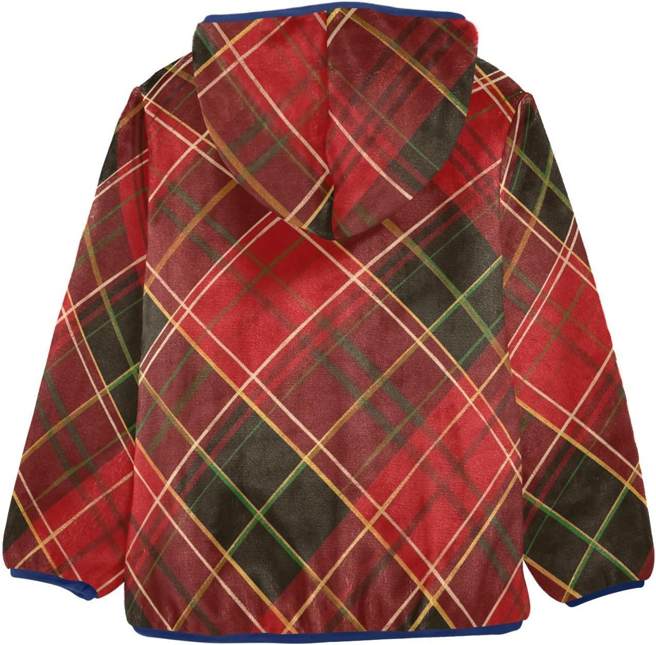 GuoChe Red Black Plaid Pattern Classic Tartan Style Toddler Fleece Jacket Children Plush Outerwear