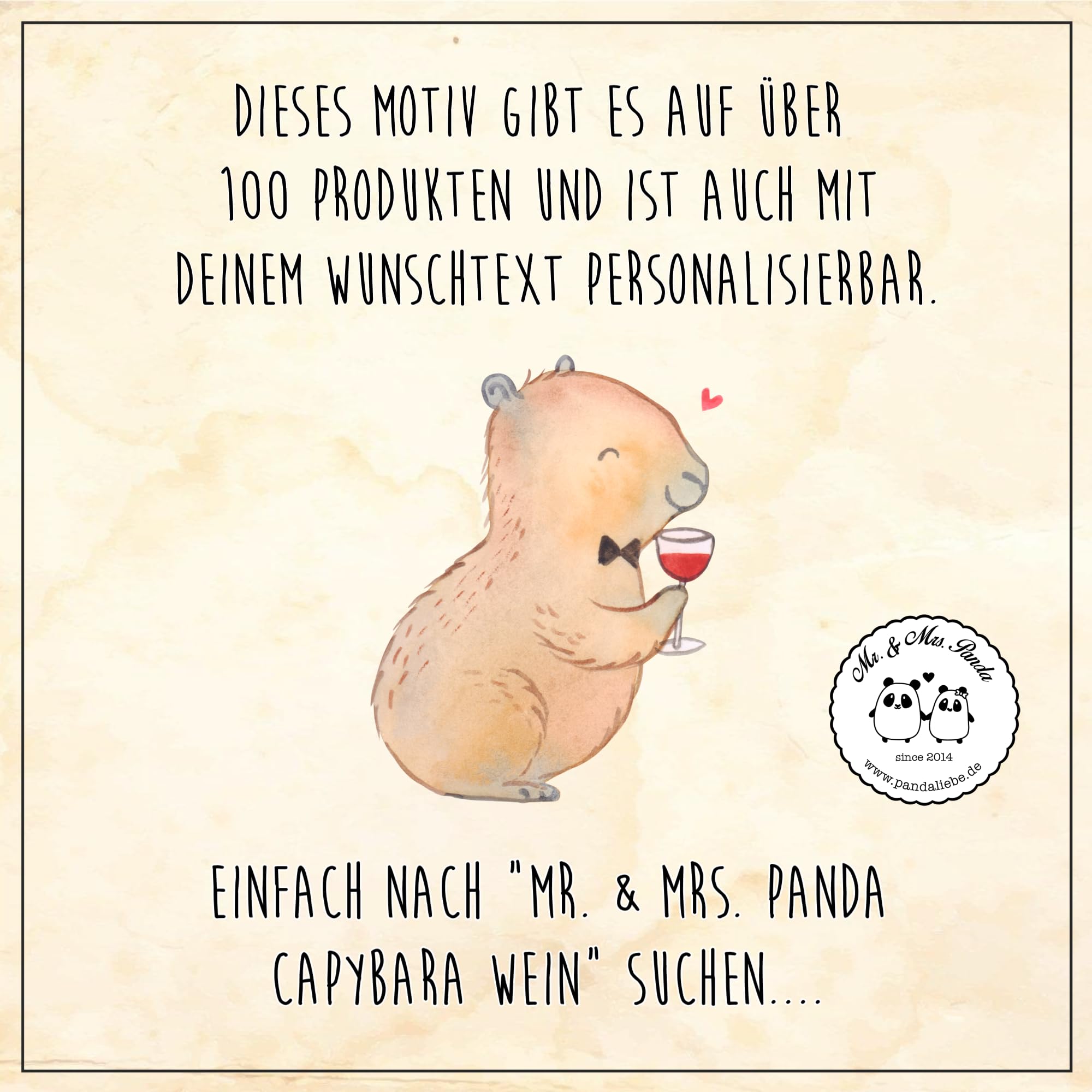 Mr. & Mrs. Panda Etui Capybara Wein Grösse XL Große - Geschenk, Adrette Tiere, Heiterer, Mäppchen, Schlampermäppchen, Kulturbeutel, Kosmetiktasche, Handzeichnung, Weinliebhaber, Tiermotive, Zeichnung