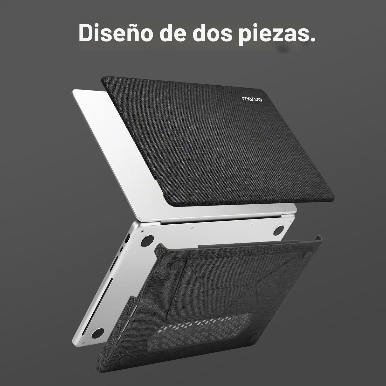 MOSISO Funda Compatible con MacBook Pro 14 Pulgadas 2025 2024 2023-2021 M5 M4 M3 M2 M1 A3434 A3112 A3185 A3401 A2918 A2992 A2779 A2442, Carcasa Tejido Punto Tapa con Base Apoyo,Negro
