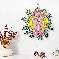 Vista 5 de Arco grande de arpillera de Pascua, coronas de 20 x 10 pulgadas, lazos de conejo de primavera para envolver regalos, decoración del árbol, puerta