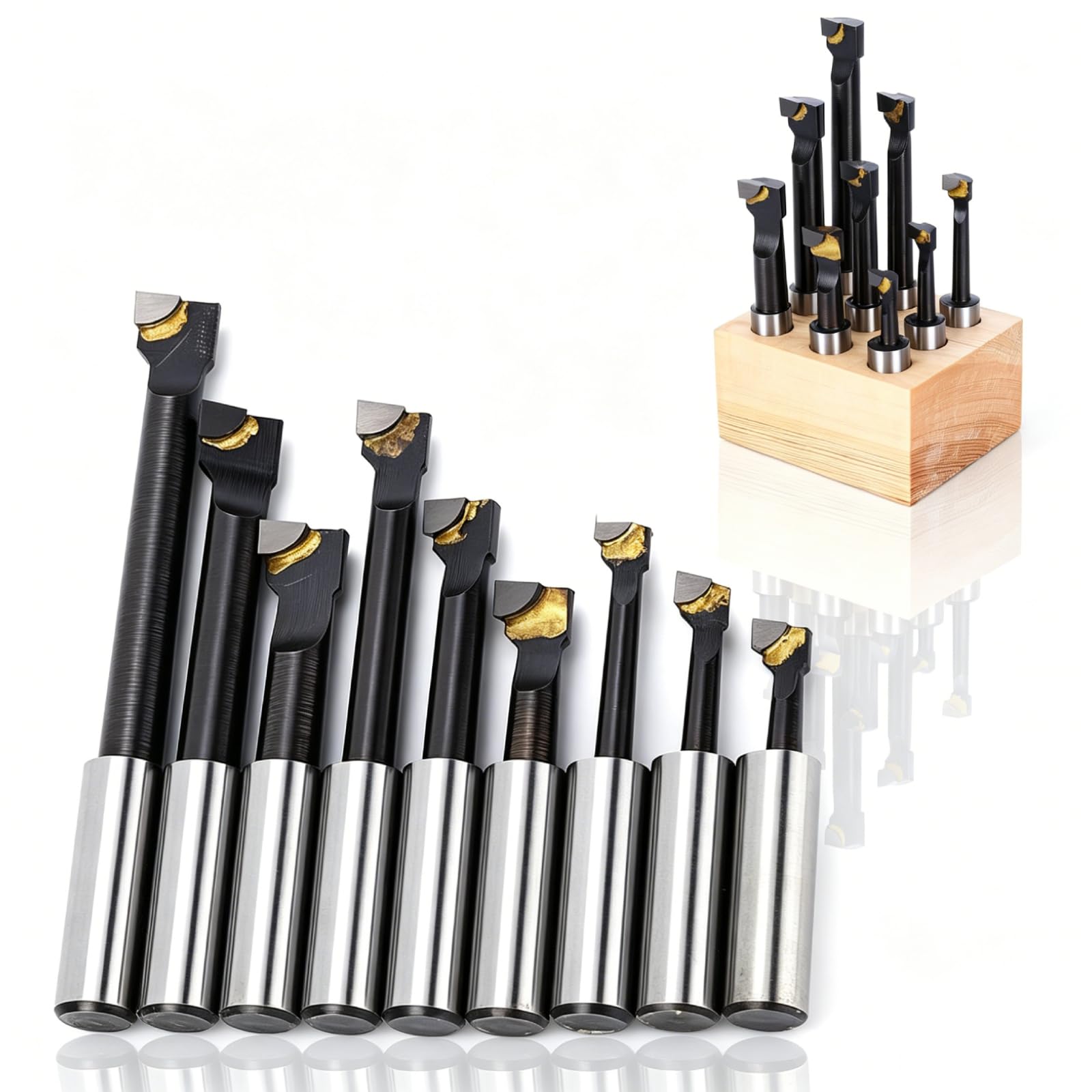 12mm Barre D'Alésage, 9 PièCes 1/2" F1 Type Barre D'Alésage Tournage Kit Avec Base, Ensemble TêTe D'Alésage Outils De Tournage Tenant Outil De Tour Cnc Support AléSoir Tour à MéTaux PerçAge