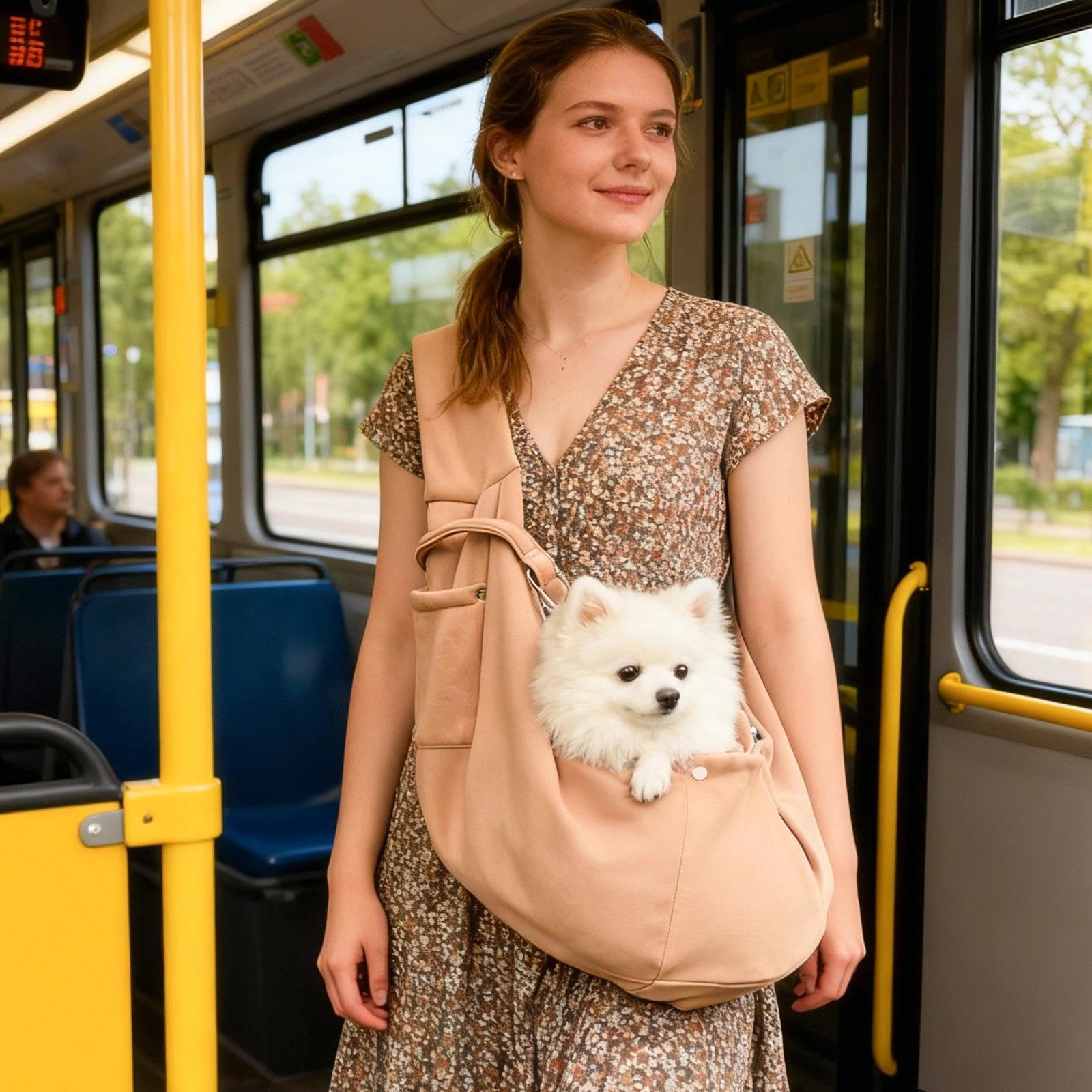 DEANKEJI Couleur Kaki Sac de Transport Chat, Poids Maximum Supporté de 6 kg Sac Chat, Porte Chien Adapté pour Les Promenades, Les Activités en Plein Air et la Randonnée