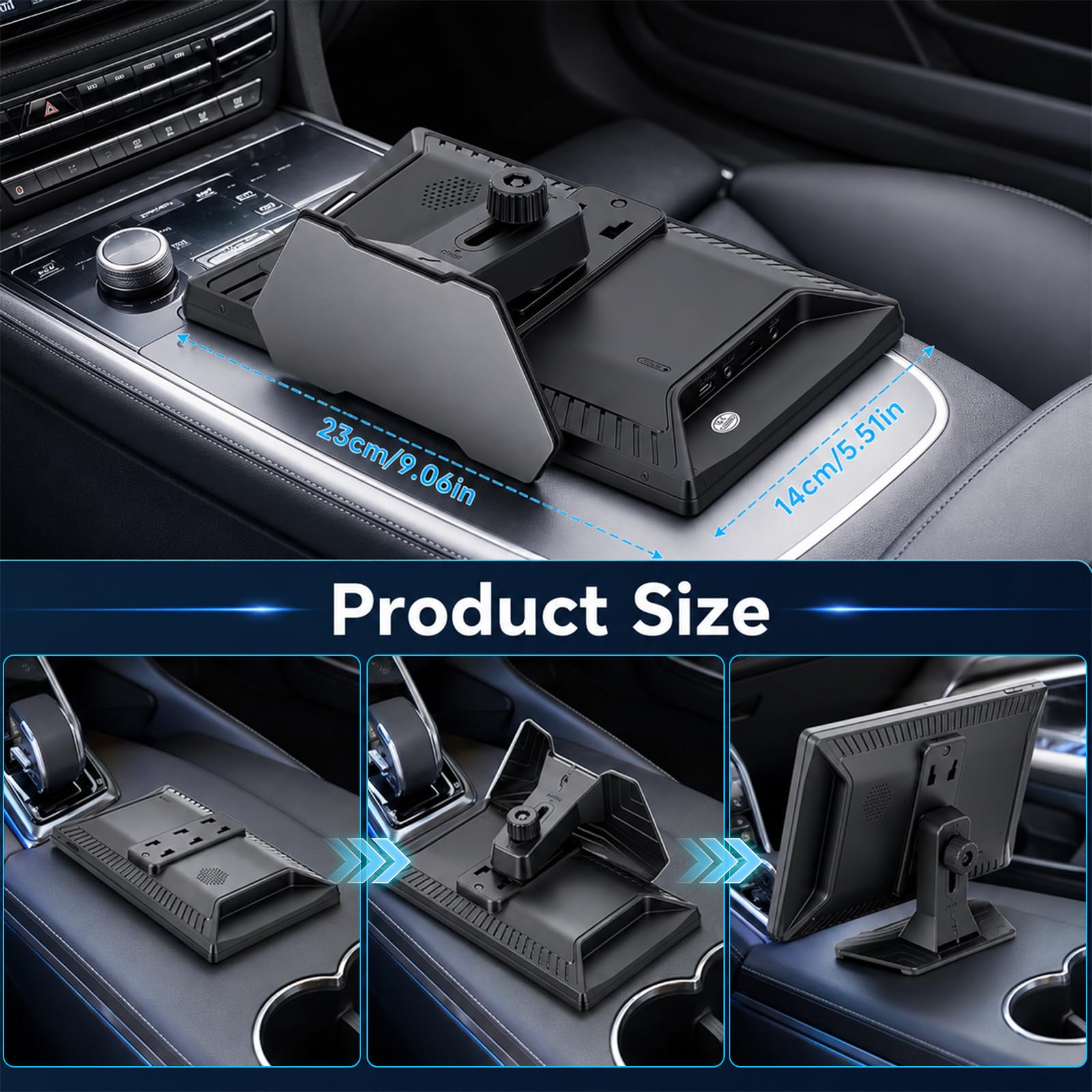 GPS Voiture 9 Pouces, Ecran Voiture avec Guidage Vocal, Mirror Link sans Fil, Bluetooth 5.4, Entrée AUX, FM, GPS Camping Car pour Voiture Camion Taxi Bus Poids Lourd